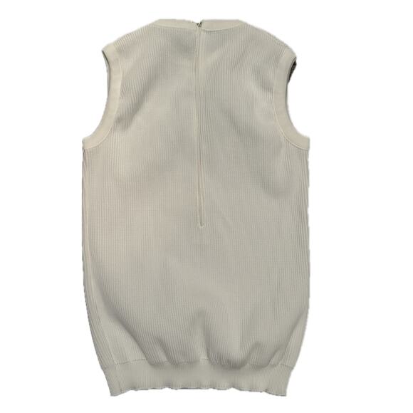 1960s DALTON White Sleeveless Blouse Top with Floral Design / XS * - Picture 3 of 4